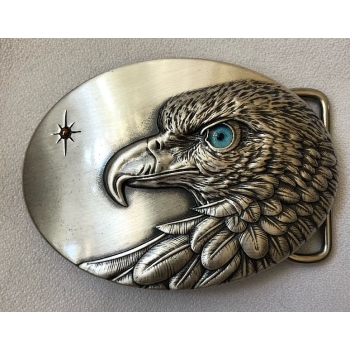 Głowa orła z błękitnym niebieskim okiem klamra platerowana srebrem (id: 1268)